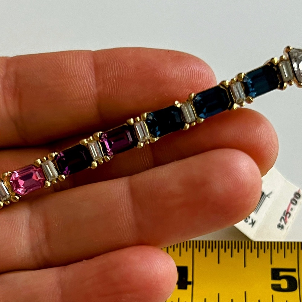 CHRISTIAN DIOR signed arrow gold Tone Multi  COLOR crystal designer brooch Pin